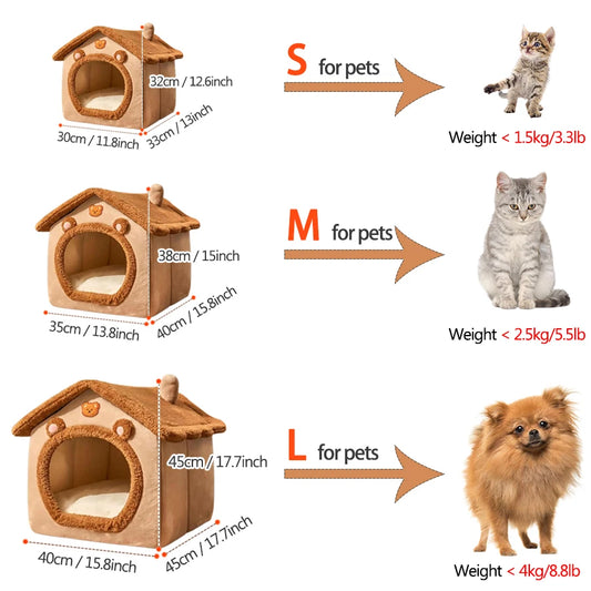 Foldable Washable Pet House – Cozy Bed for Cats & Small Dogs