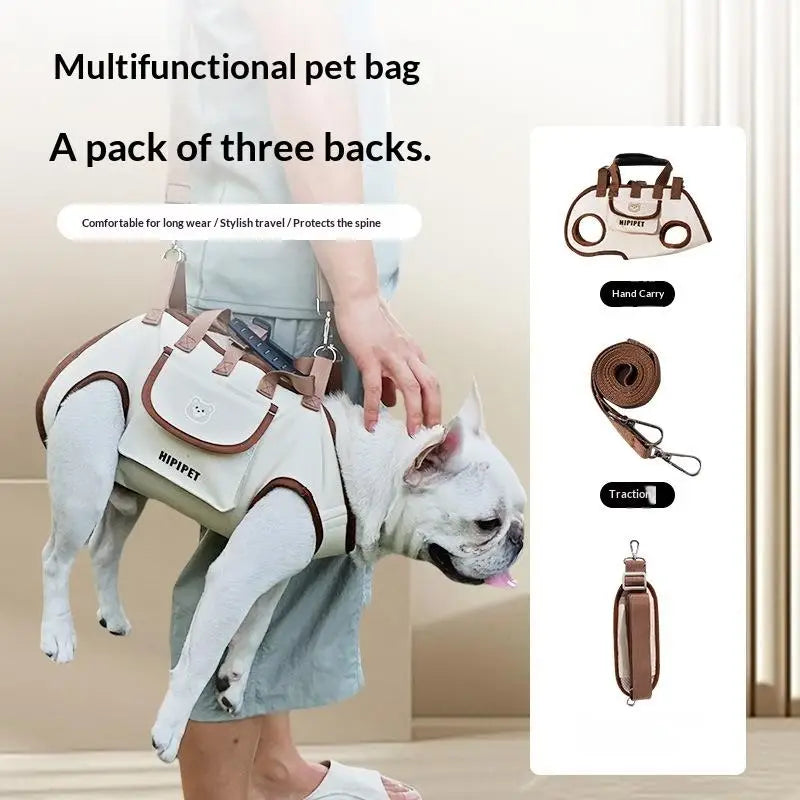 Convertible Pet Travel Carrier Bag with Safety Harness Clip