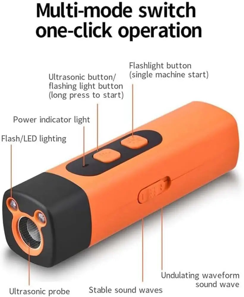 Ultrasonic Anti-Bark Dog Training Device with LED Flashlight