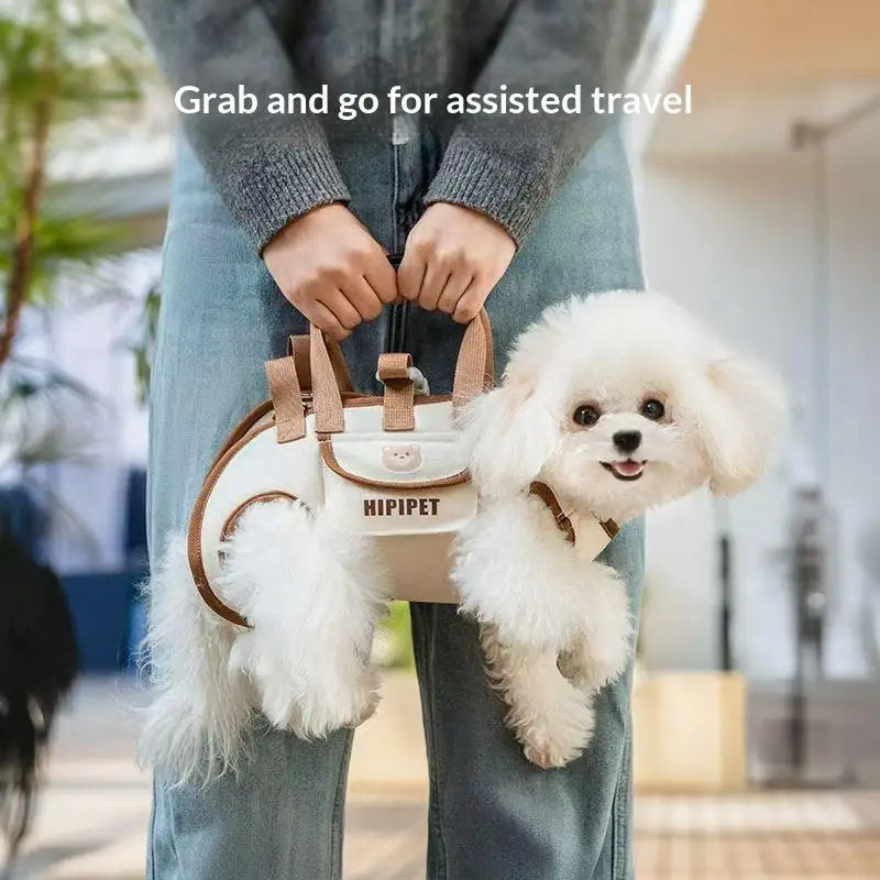 Convertible Pet Travel Carrier Bag with Safety Harness Clip
