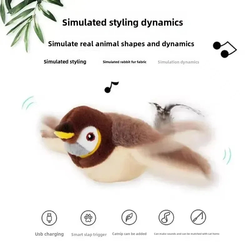 Interactive Cat & Dog Toy with Catnip – Rechargeable Plush Squeaky Bird