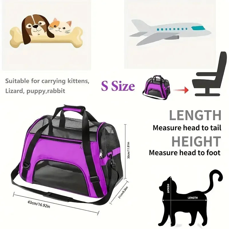 Portable Breathable Pet Carrier Bag for Cats & Small Dogs