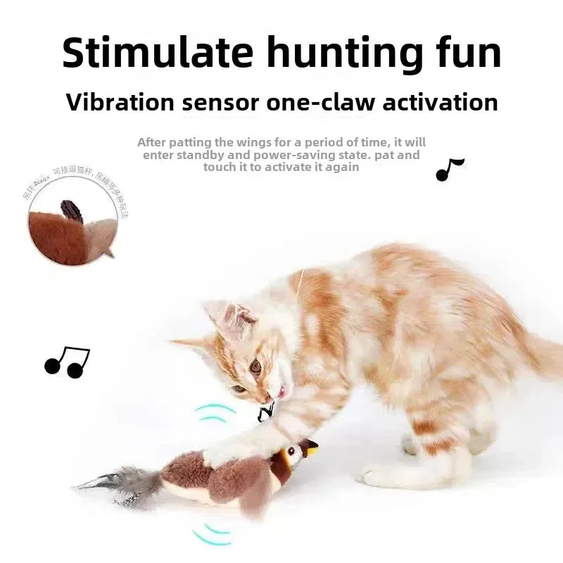 Interactive Cat & Dog Toy with Catnip – Rechargeable Plush Squeaky Bird