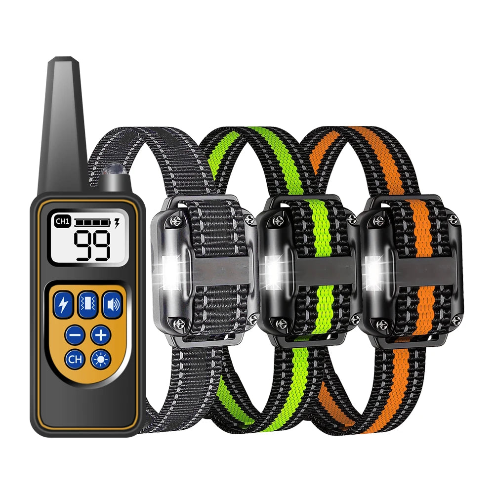 Rechargeable Waterproof Dog Training Collar with Remote for 3 Dogs