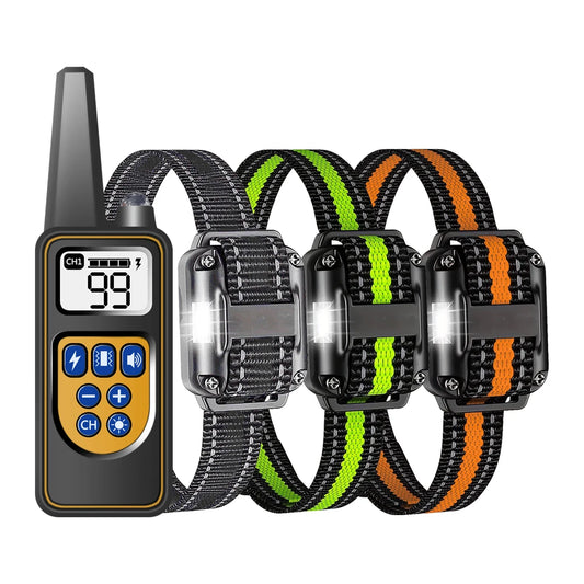 Rechargeable Waterproof Dog Training Collar with Remote for 3 Dogs