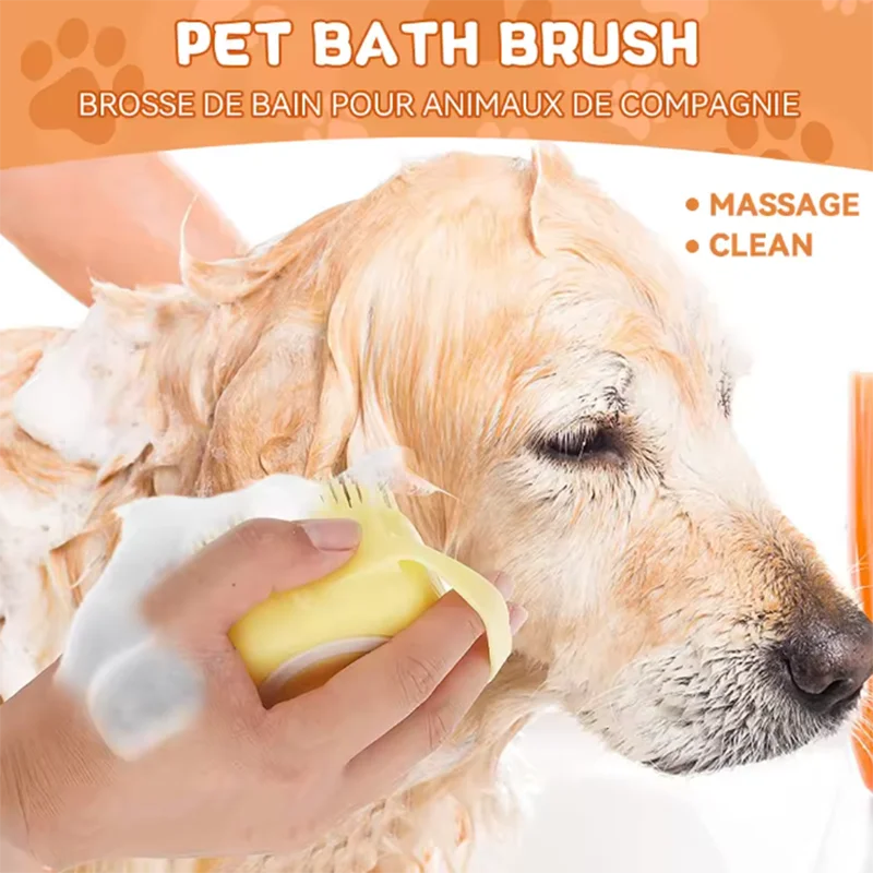 Silicone Pet Bath & Massage Brush for Dogs & Cats