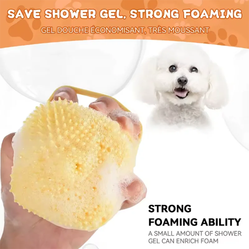 Silicone Pet Bath & Massage Brush for Dogs & Cats