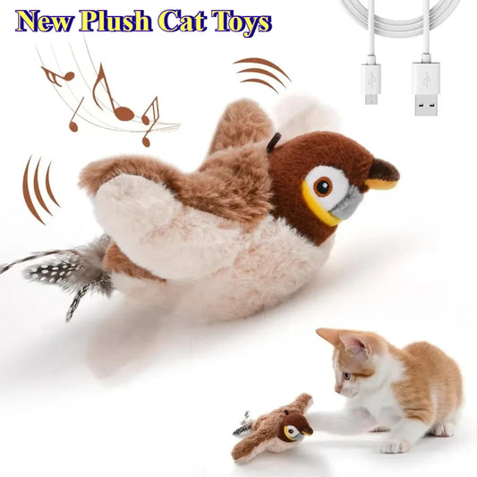 Interactive Cat & Dog Toy with Catnip – Rechargeable Plush Squeaky Bird