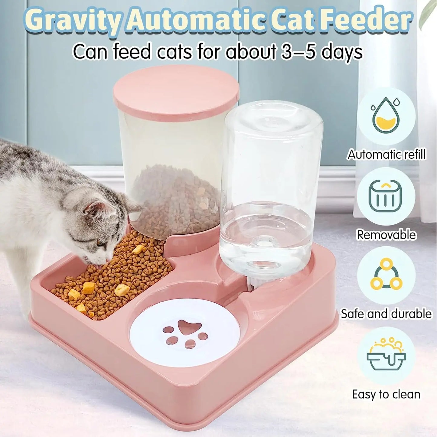 2-in-1 Automatic Pet Feeder & Water Dispenser for Cats & Dogs